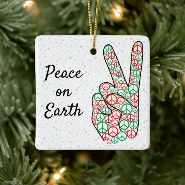 Ornement En Céramique Panneau Paix sur Terre Noël Paix (Arbre)