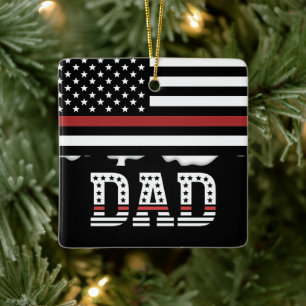 Ornement En Céramique Papa Thin Red Line Pompier Papa Cadeau