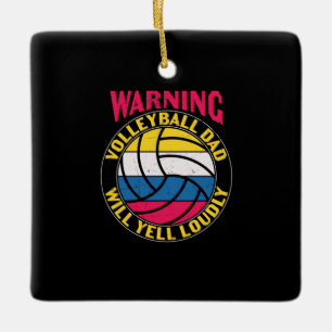 Ornement En Céramique Papa Volleyball Va hurler fort