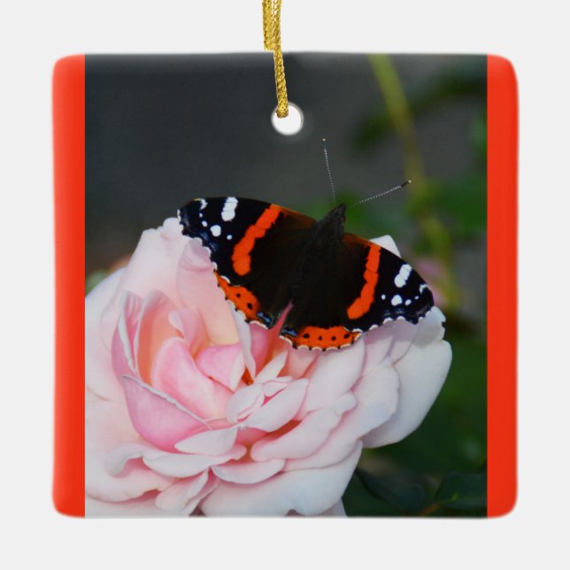 Ornement En Céramique Papillon amiral rouge (Devant)