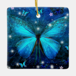 Ornement En Céramique Papillon bleu élégant