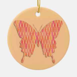 Ornement En Céramique Papillon en imprimé abstrait - nuances d'orange