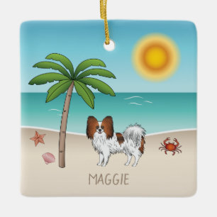 Ornement En Céramique Papillon Rouge Sable sur une Plage Tropicale d'Été