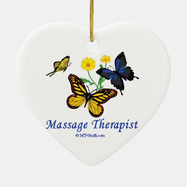 Ornement En Céramique Papillons de thérapeute de massage (Dos)