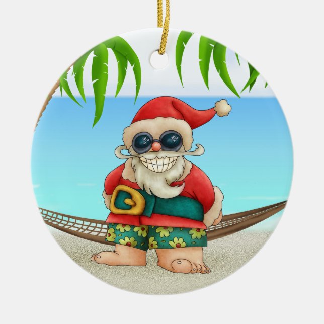 Ornement En Céramique Paradise Beach Père Noël - SRF (Devant)