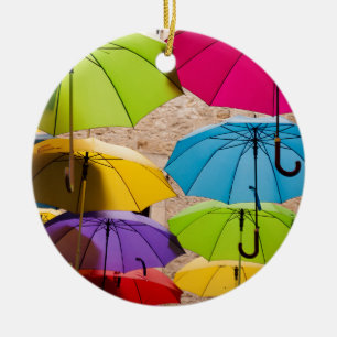 Ornement En Céramique Parapluies vives et colorées