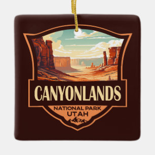 Ornement En Céramique Parc national des Canyons Illustration Rétro