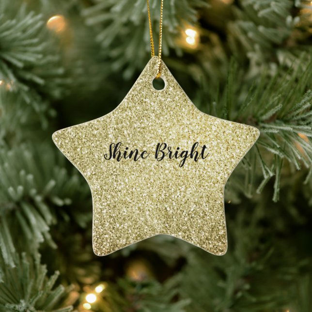 Ornement En Céramique Parties scintillant Jaune Gold Glitz         (Arbre)