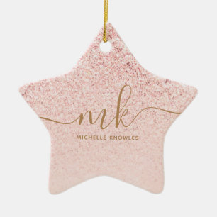 Ornement En Céramique Parties scintillant or Rose tendance Initiales fan