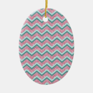 Ornement En Céramique Parties scintillant rose Motif ZigZag