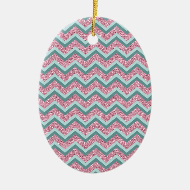 Ornement En Céramique Parties scintillant rose Motif ZigZag (Devant)