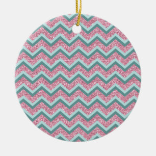 Ornement En Céramique Parties scintillant rose Motif ZigZag