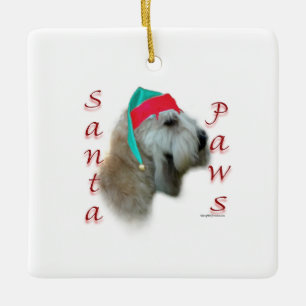 Ornement En Céramique Pâtes Père Noël Terrier à revêtement souple