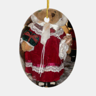 Ornement En Céramique Patinage de Noël Collection d'ours en peluche.