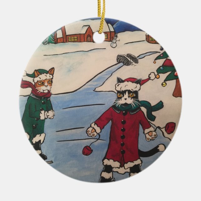 Ornement En Céramique Patinage sur glace de Noël (Devant)