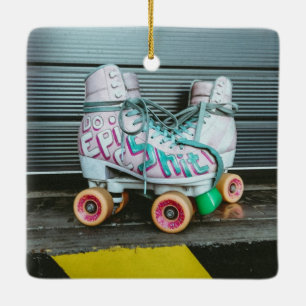 Ornement En Céramique Patins à rouleaux