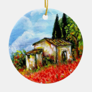 ORNEMENT EN CÉRAMIQUE PAVOTS EN TOSCANE