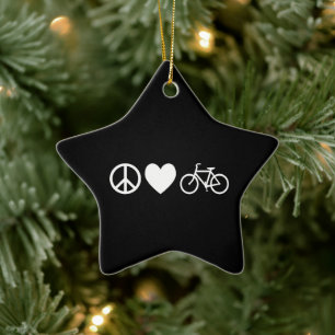 Ornement En Céramique Peace Love and Bicycles