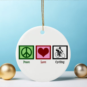 Ornement En Céramique Peace Love Cycling