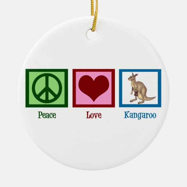 Ornement En Céramique Peace Love Kangaroo (Devant)