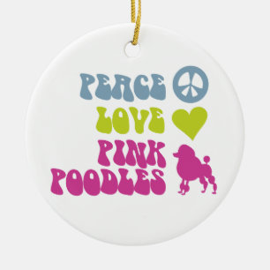 Ornement En Céramique Peace Love Poodles rose ornement, personnaliser