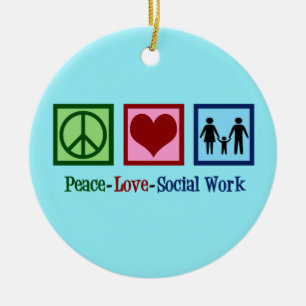 Ornement En Céramique Peace Love Social Work