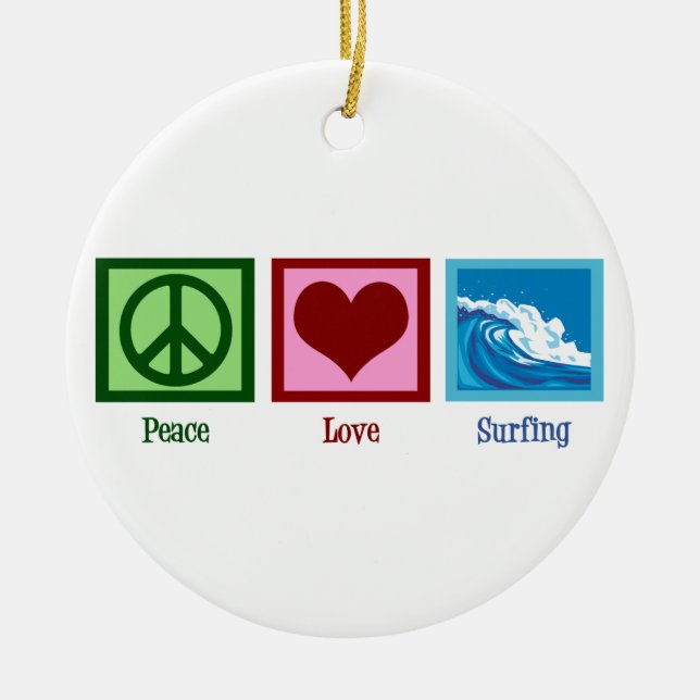 Ornement En Céramique Peace Love Surfing (Devant)