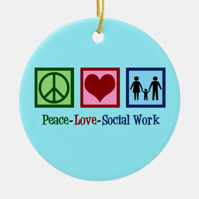 Ornement En Céramique Peace Love Travail social (Devant)
