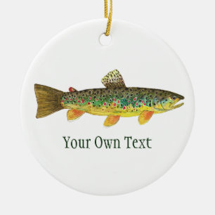 Ornement En Céramique Pêche de truite de Brown, ichtyologie