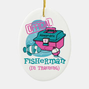 Ornement En Céramique Pêcheur de fille dans la formation