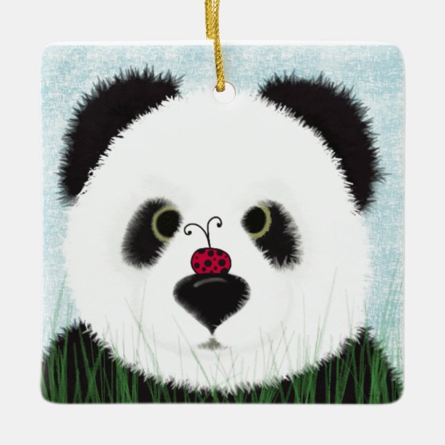 Ornement En Céramique Peinture adorable à l'ours de panda (Devant)