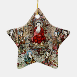 ORNEMENT EN CÉRAMIQUE PEINTURE DE BOUDDHA DE CHINOIS