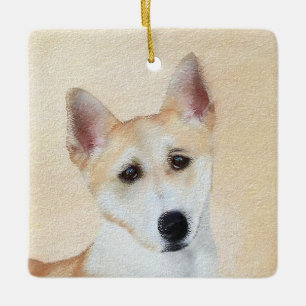 Ornement En Céramique Peinture de chien de Canaan - jolie art original d
