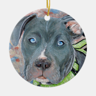 Ornement En Céramique Peinture de chiot bleu