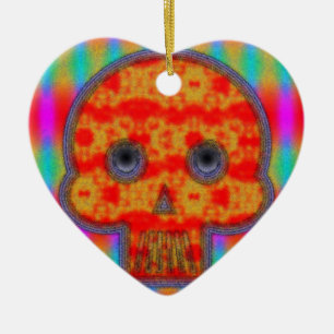 Ornement En Céramique Peinture de crâne de robot coloré