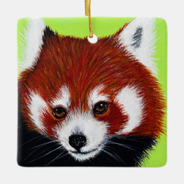 Ornement En Céramique Peinture de panda rouge (Devant)