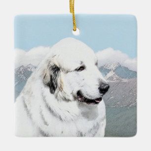 Ornement En Céramique Peinture des Pyrénées - Art original du chien