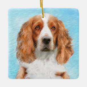 Ornement En Céramique Peinture d'espagnol Welsh Springer - Art original