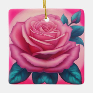 Ornement En Céramique Peinture d'une rose néon
