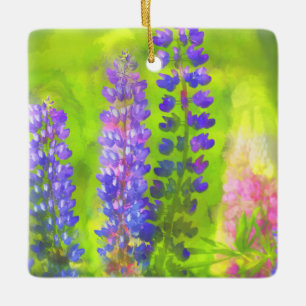Ornement En Céramique Peinture Lupine - Art Fleur Original