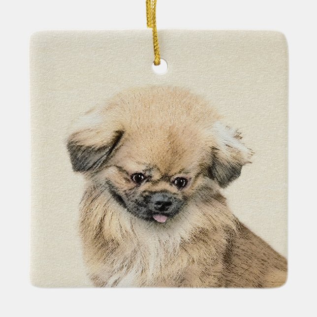 Ornement En Céramique Peinture Pekingese - Cute Original Chien Art (Devant)