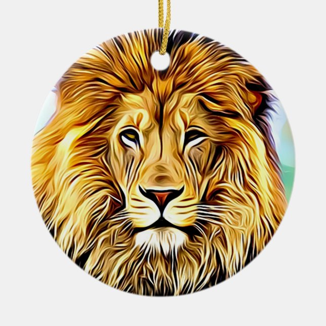 Ornement En Céramique Peinture principale de Digitals de lion (Devant)