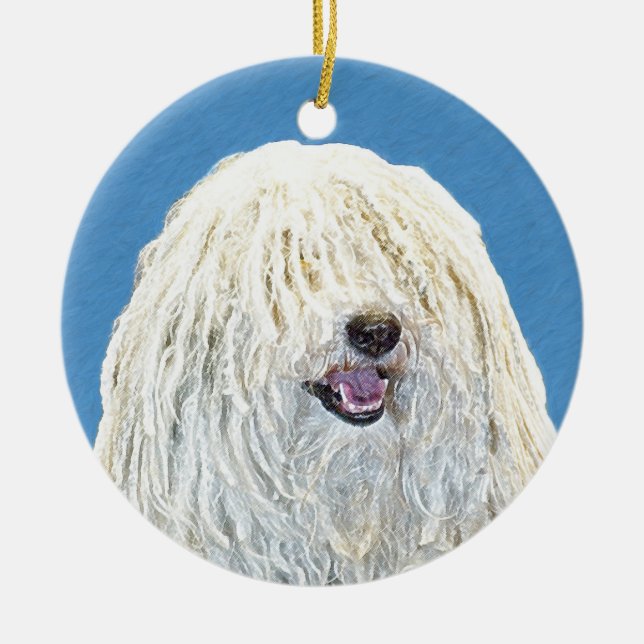 Ornement En Céramique Peinture Puli - Cute Original Chien Art (Devant)
