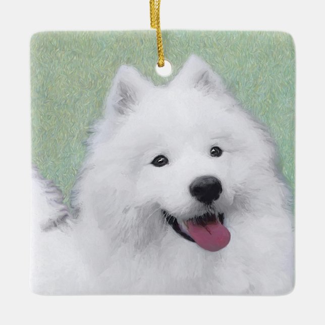 Ornement En Céramique Peinture Samoyed - Cute Original Chien Art (Devant)