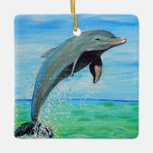 Ornement En Céramique Peinture sur dauphin