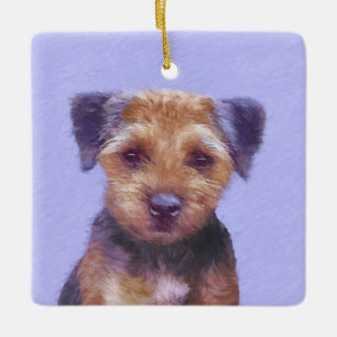 Ornement En Céramique Peinture sur la frontière de Terrier - jolie art o