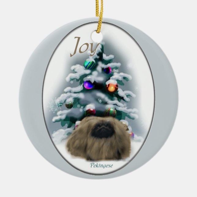 Ornement En Céramique Pekingese Cadeaux de Noël (Devant)