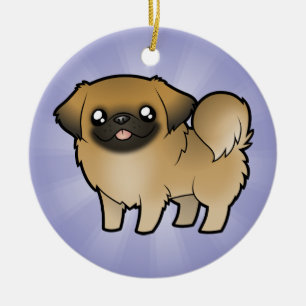 Ornement En Céramique Pékinois dessin animé ( coupe chiot )