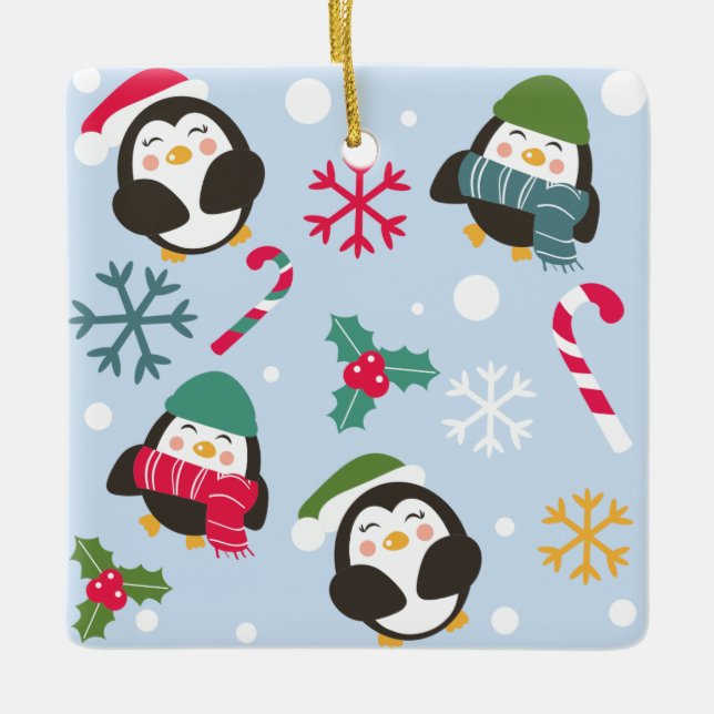 Ornement En Céramique Penguin de Christmas (Devant)