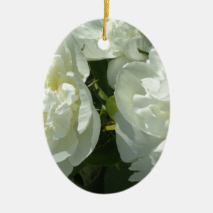 Ornement En Céramique Peonies blanches